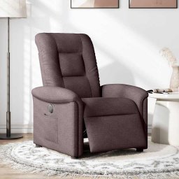 vidaXL Fauteuil verstelbaar elektrisch stof donkerbruin