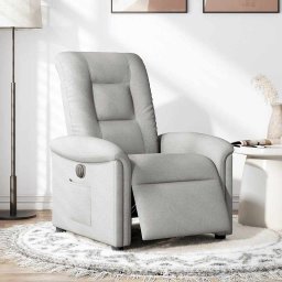 vidaXL Fauteuil elektrisch verstelbaar stof wolk grijs