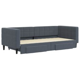 vidaXL Slaapbank onderschuifbed en lades 90x200 cm fluweel donkergrijs