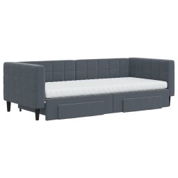 vidaXL Slaapbank onderschuifbed en lades 90x200 cm fluweel donkergrijs