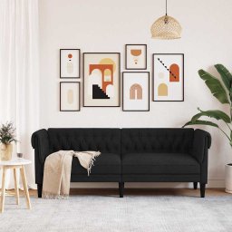 vidaXL Driezitsbank Chesterfield-stijl stof zwart