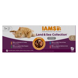 48x85g Land & Sea Mix in Saus IAMS Delights Kattenvoer