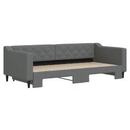 vidaXL Slaapbank met onderschuifbed 90x200 cm stof donkergrijs