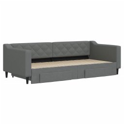 vidaXL Slaapbank onderschuifbed en lades 90x200 cm stof donkergrijs