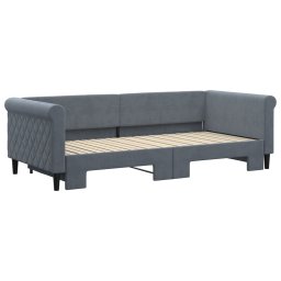 vidaXL Slaapbank met onderschuifbed 90x200 cm fluweel donkergrijs
