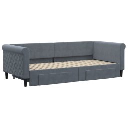 vidaXL Slaapbank onderschuifbed en lades 90x200 cm fluweel donkergrijs