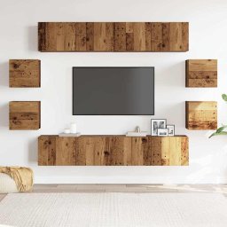 vidaXL 8-delig Tv-meubelset wandmontage bewerkt hout oud houtkleurig