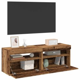 vidaXL Tv-meubels met LED-verlichting 2 st bewerkt hout oud hout