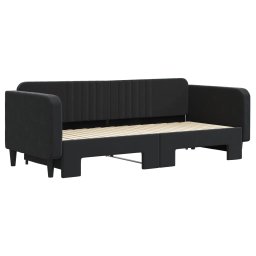 vidaXL Slaapbank met onderschuifbed 90x200 cm fluweel zwart