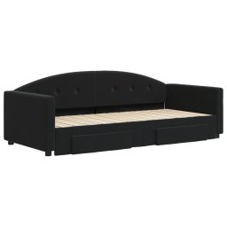 vidaXL Slaapbank met onderschuifbed en lades 90x200 cm fluweel zwart