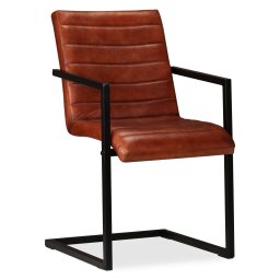 vidaXL Eetkamerstoelen 4 st echt leer bruin
