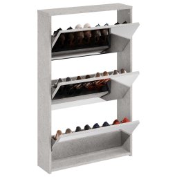 vidaXL Schoenenkast met spiegel 3-laags 63x17x102,5 cm betongrijs