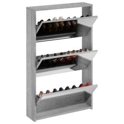 vidaXL Schoenenkast met spiegel 3-laags 63x17x102,5 cm grijs sonoma