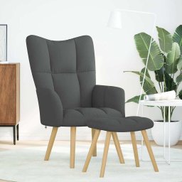 vidaXL Relaxstoel met voetenbank stof donkergrijs