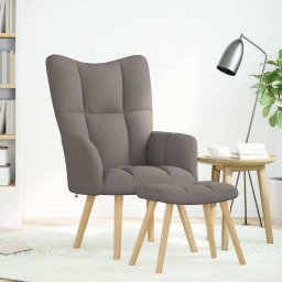vidaXL Relaxstoel met voetenbank stof taupe