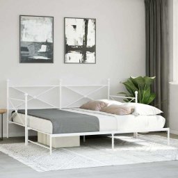 vidaXL Slaapbank met onderschuifbed zonder matras 100x190 cm staal wit
