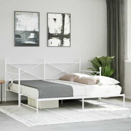 vidaXL Slaapbank met onderschuifbed zonder matras 107x203 cm staal wit