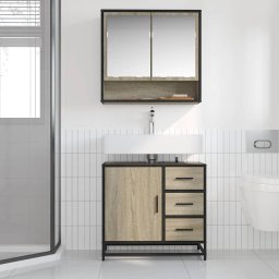 vidaXL Wastafelkast 65x33x60 cm bewerkt hout sonoma eikenkleurig