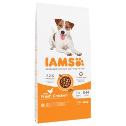 12kg for Vitality Dog Adult Small Medium Kip IAMS Hondenvoer