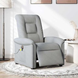 vidaXL Massagestoel elektrisch verstelbaar stof lichtgrijs