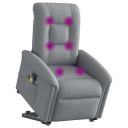 vidaXL Sta-op-massagestoel elektrisch verstelbaar stof lichtgrijs