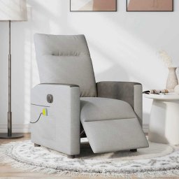 vidaXL Massagestoel elektrisch verstelbaar stof wolk grijs