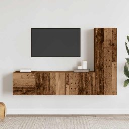 vidaXL Tv-wandkasten 3 st bewerkt hout oud houtkleurig