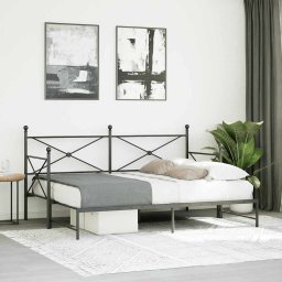 vidaXL Slaapbank met onderschuifbed zonder matras 90x200cm staal zwart