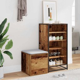 vidaXL Opbergbox met lade 40,5x40x40 cm bewerkt hout oud houtkleurig