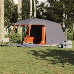 vidaXL Kampeertent met verandakoepel 5persoons waterdicht grijs oranje