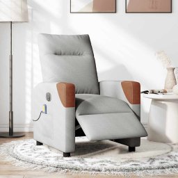 vidaXL Massagestoel elektrisch verstelbaar stof wolk grijs