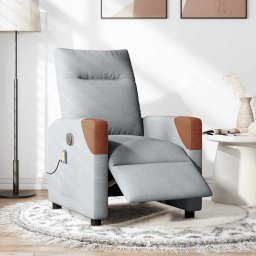 vidaXL Massagestoel elektrisch verstelbaar stof lichtgrijs