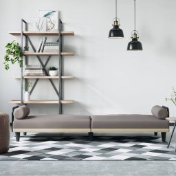 vidaXL Slaapbank met armleuningen stof taupe