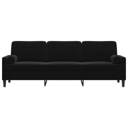 vidaXL 3-zitsbank met sierkussens 210 cm fluweel zwart