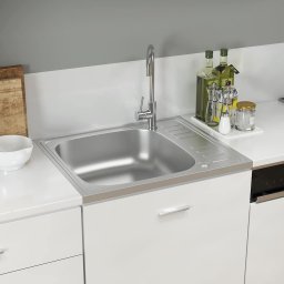 vidaXL Gootsteen met afvoerset 600x500x155 mm roestvrij staal zilver