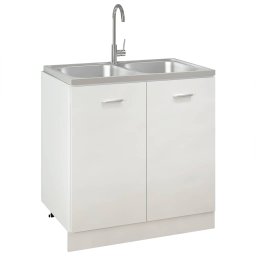 vidaXL Gootsteen dubbele bakken 800x500x155 mm roestvrij staal zilver