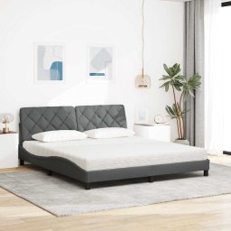 vidaXL Bed met matras stof donkergrijs 180x200 cm