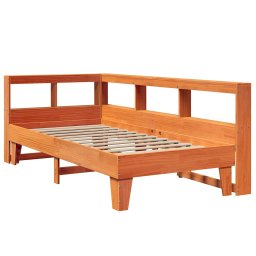 vidaXL Bed met boekenkast zonder matras grenenhout wasbruin 75x190 cm