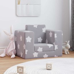 vidaXL Kinderslaapbank met sterren zacht pluche lichtgrijs