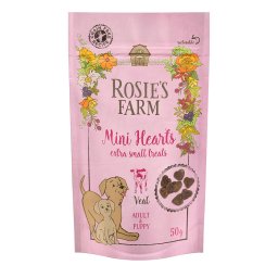 5x50g Adult & Puppy "Mini Hearts" Kalf Rosie's Farm Hondensnacks