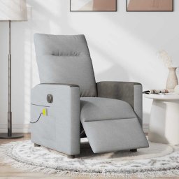 vidaXL Massagestoel elektrisch verstelbaar stof lichtgrijs