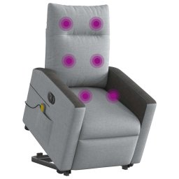 vidaXL Sta-op-massagestoel elektrisch verstelbaar stof lichtgrijs
