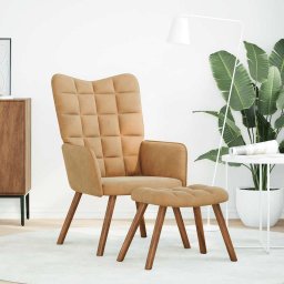 vidaXL Relaxstoel met voetenbank fluweel bruin