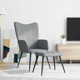 vidaXL Relaxstoel met voetenbank stof lichtgrijs