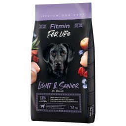 2x12kg, Fitmin Dog for Life Light & Senior, droog hondenvoer
