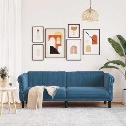 vidaXL Driezitsbank fluweel blauw