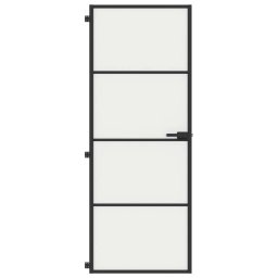 vidaXL Binnendeur smal 76x201,5 cm gehard glas en aluminium zwart