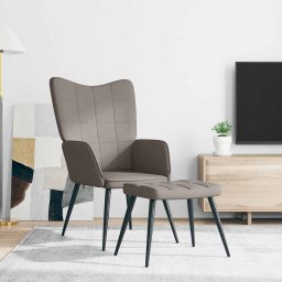 vidaXL Relaxstoel met voetenbank stof taupe