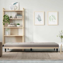 vidaXL Slaapbank met bekerhouders stof taupe