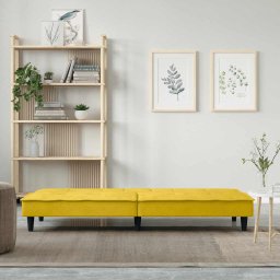 vidaXL Slaapbank met bekerhouders fluweel geel